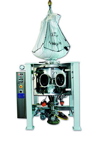 Big-Bag discharging with endless-foil system in a glove box